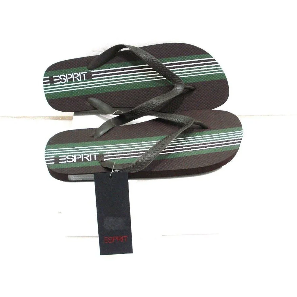 ESPRIT FINN-E Mens Flip Flop Sandals Dark Brown/Green Size 11 New